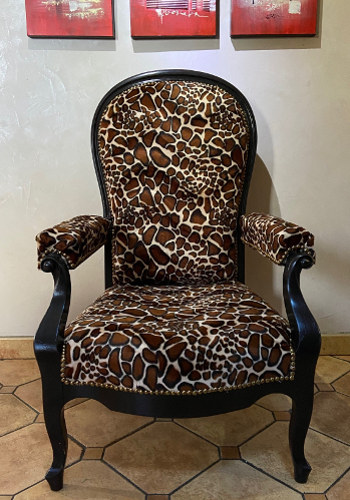 Fauteuil Voltaire refait avec Kit Voltaire Mousse Haut rilience - kit fauteuil mousse vendu par la rime des matieres