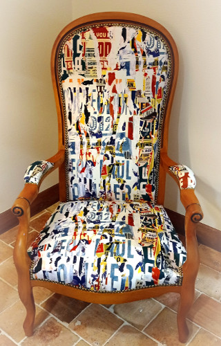 tissu ameublement lavable mtropolitain de Jean Paul Gaultier pour fauteuil Voltaire vendu par la rime des matieres
