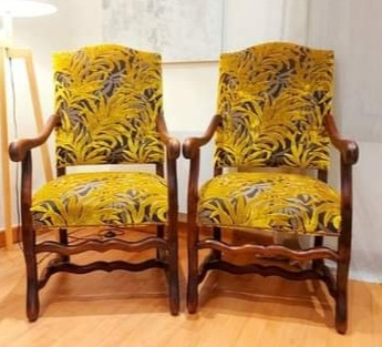 fauteuils  tissu jungle de casal vensu par la rime des matieres