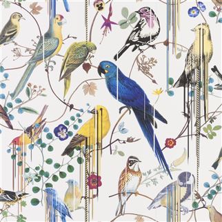 Birds of Sinfonia papier peint revêtement mural intissé lavable oiseaux fantaisie de Christian Lacroix, pour pièce à vivre, salon, chambre, entrée et salle de bain,  vendu par la rime des matieres bon plan papier peint