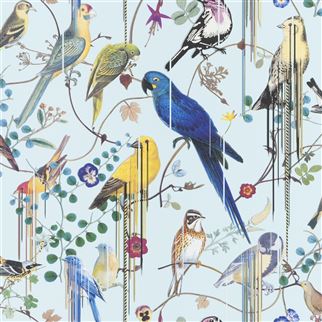 Birds of Sinfonia papier peint revêtement mural intissé lavable oiseaux fantaisie de Christian Lacroix, pour pièce à vivre, salon, chambre, entrée et salle de bain,  vendu par la rime des matieres bon plan papier peint