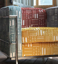 tissu Tribeca velours motif grahique sur fond toile, de Casal, pour chaise, fauteuil, canap, vendu par la rime des matieres, bon plan tissu et frais de port offerts