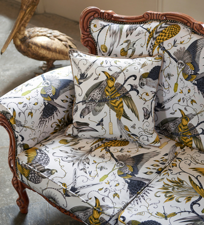 Audubon tissu ameublement imprim animalier tropical  de Clarke & Clarke pour chaise fauteuil canap rideau et jets de lit vendu par  la rime des matieres bon plan tissu