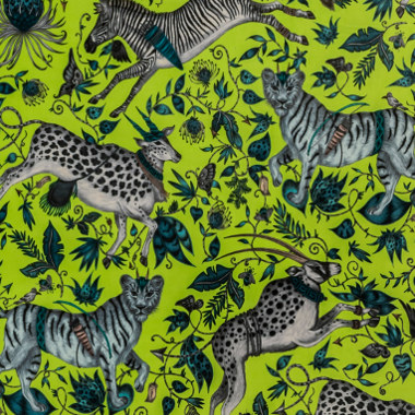 tissu velours lavable Protea Velvet motif animal de la jungle de Clarke & Clarke, vendu par la rime des matieres, bon plan tissu et frais de port offerts