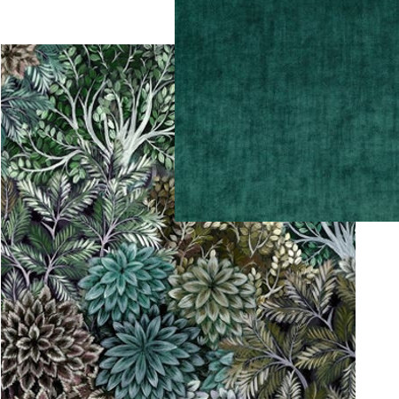 tissus d'ameublement coordonns Madhya moss et Opra emerald, tissus  Designers Guild, vendus par la rime des matires, bon plan tissu et frais de port offerts