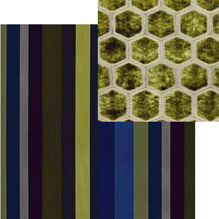 tissus d'ameublement coordonns Varese Lambusa cobalt et Manipur moss, tissus  Designers Guild, vendus par la rime des matires, bon plan tissu et frais de port offerts