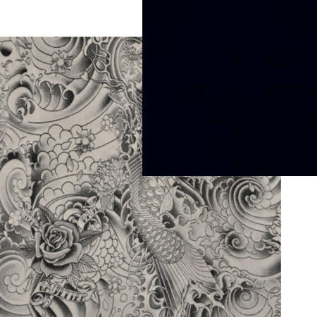 tissus d'ameublement coordonns Komodo graphite et Cosmos noir, tissus Jean-Paul Gaultier et Lelivre, vendus par la rime des matires, bon plan tissu et frais de port offerts