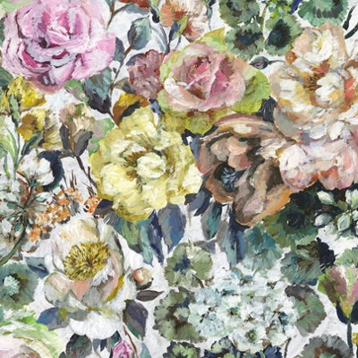 Grandiflora Rose tissu ameublement coton lavable motif floral de Designers Guild, pour chaise, fauteuil, canap, rideaux, stores et coussins, vendu par la rime des matieres offre bon plan tissu et frais de port offerts