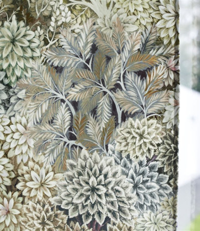 Madhya tissu ameublement velours design floral végétal luxuriant, de Designers Guild, pour  chaise, fauteuil, canapé, rideaux et coussins, vendu par la rime des matieres, bon plan tissu et frais de port offerts