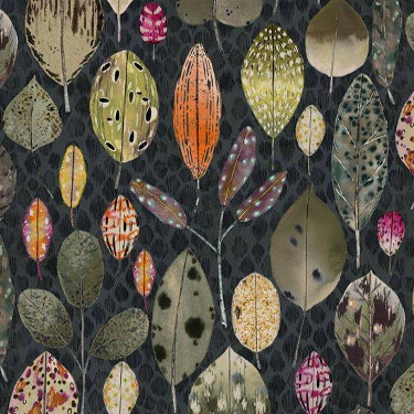 Tulsi tissu ameublement motif feuilles stylisées de Designers Guild, pour fauteuil, canapé, rideaux et stores,  vendu par la rime des matieres, bon plan tissu