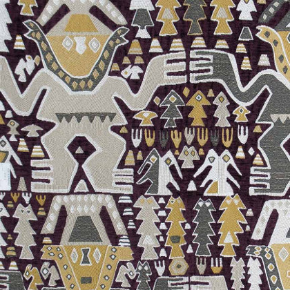 tissu Colosos design graphique style ethnique de Gaston y Daniela, pour chaise, fauteuil, canapé et rideaux, vendu par la rime des matieres, bon plan tissu et frais de port offerts 