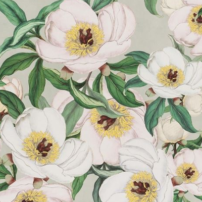 Paeonia tissu ameublement lin mélangé imprimé floral pour rideaux, jetés de lit, fauteuil et canapé, de designers guild john derian vendu par la rime des matieres bon plan tissu