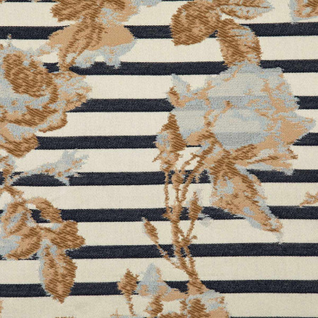 Croisiere tissu d'ameublement  de Jean-Paul Gaultier, motif floral et rayure , tissu vendu par la rime des matieres, frais de port offert