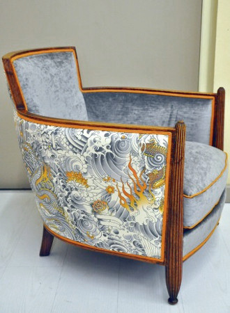 fauteuil tissu rock lavable de jp Gaultier pour Lelièvre vendu par la rime des matieres