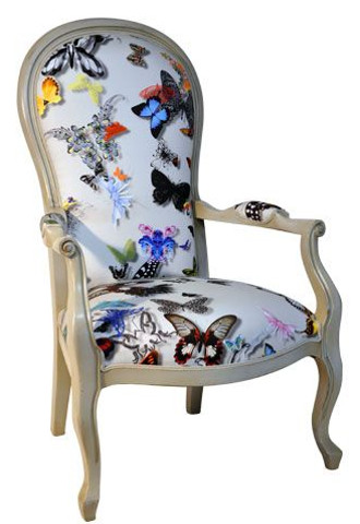 tissu butterfly parade christian lacroix pour fauteuil voltaire vendu par la rime des matieres