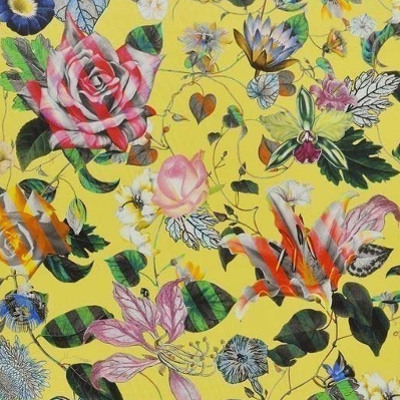 malmaison tissu ameublement lavable imprimé floral de Christian Lacroix, pour fauteuil, canapé et rideaux, vendu par la rime des matieres, bon plan tissu