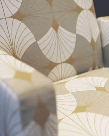 tissu ameublement Flabella de Lelivre, jacquaer motif emblmatique Style Art Dco, pour chaise, fauteuil, canap et rideaux, vendu par la rime des matieres, frais de port offerts