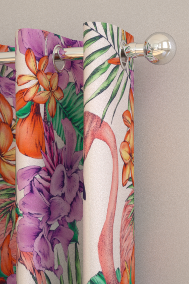 Rideaux tissu flamingo club  lavable imprimé de matthew williamson vendu par la rime des matieres, bon plan tissu