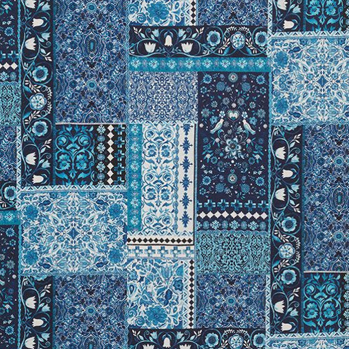 folklore tissu ameublement imprimé style patchwork de matthew williamson pour chaise, fauteuil, canapé et rideaux  vendu par la rime des matieres bon plan tissu