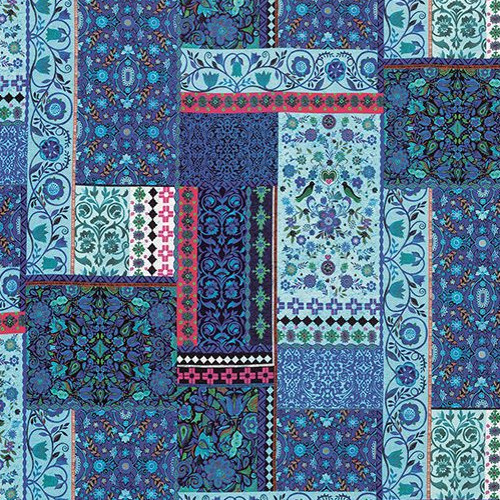 folklore tissu ameublement imprimé style patchwork de matthew williamson pour chaise, fauteuil, canapé et rideaux  vendu par la rime des matieres bon plan tissu