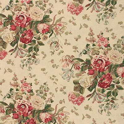 tissu Bouquet Floral, lin mélangé motif roses, pivoines et tulipes, de Mulberry Home, vendu par la rime des matieres, bon plan tissu et frais de port offerts