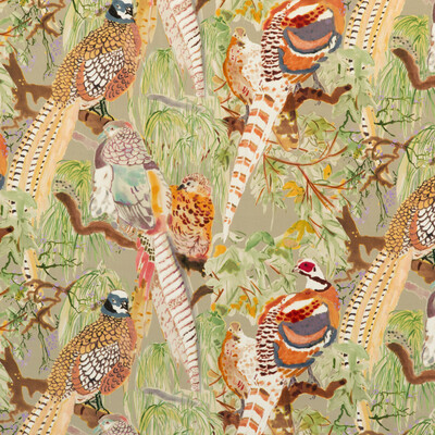 Game Birds Velours tissu ameublement motif oiseaux sauvages, de Mulberry Home, pour chaise, fauteuil, canapé, rideaux,  coussins et tête de lit, vendu par la rime des matieres, bon plan tissu et frais de port offerts