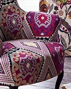 Magic Carpet tissu ameublement de Mulberry Home, motif graphique diamants colors, pour chaise, fauteuil, canap, rideaux, coussins et tte de lit, vendu par La Rime des Matires, bon plan tissu et frais de port offerts
