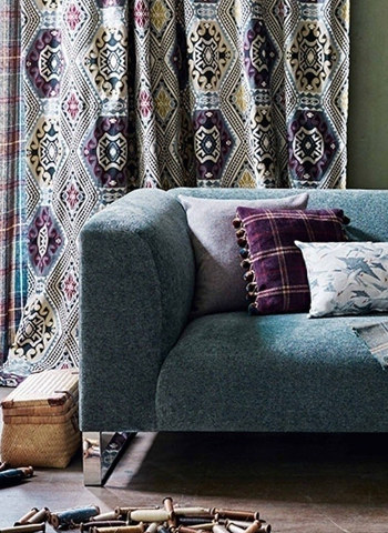 rideau tissu Magic Carpet, motif tapis persan, de Mulberry Home, vendu par la rime des matieres, bon plan tissu et frais de port offerts