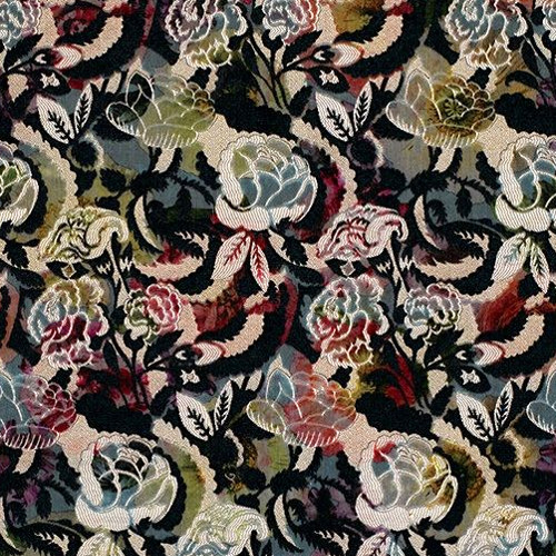 Cosimo tissu ameublement velours imprimé floral de Osborne & Little pour chaise, fauteuil, canapé et rideaux, vendu par la rime des matieres, bon plan tissu