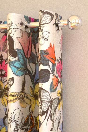 rideau tissu lavable tulipan imprimé papillons et fleurs  de osborne & little vendu par la rime des matieres, bon plan tissu