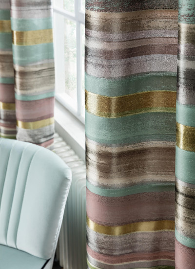 Savaii tissu ameublement lavable rayures colores, de Sahco, pour  rideaux,  coussins et dcoration, vendu par la rime des matieres bon plan tissu