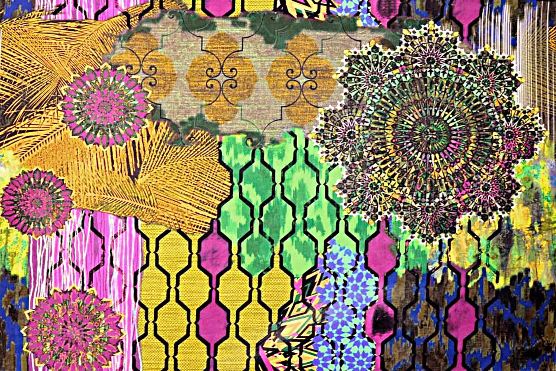 tissu Woodstock imprim fantaisie lavable de Casal, pour chaise, fauteuil, canap et rideaux, vendu par la rime des matieres bon plan tissu et frais de port offerts