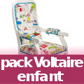 Pack Voltaire enfant avec le fauteuil + 1 kit à choisir + le tissu enfant à choisir + la passementerie assortie au tissu - frais de port offerts