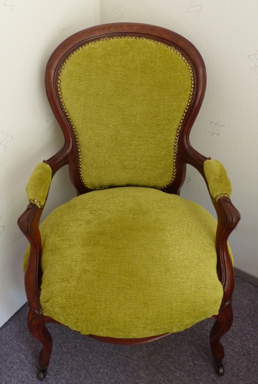 fauteuil louis philippe tissu fidélio de Houlès vendu par la rime des matieres