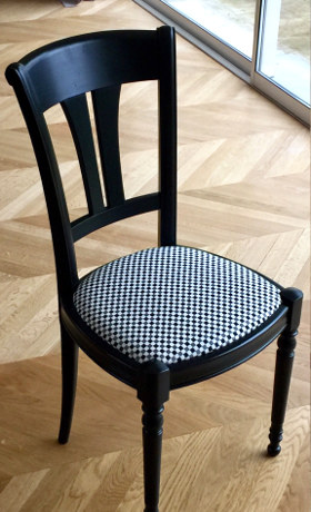 chaise salle  manger et tissu Biarritz de Jean-Paul Gaultier, vendu par la rime des matieres, frais de port offerts