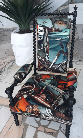 fauteuil et tissu Fangio de Jean-Paul Gaultier