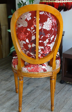 chaise Louis XVI et tissu Kyoto de Jean-Paul Gaultier, tissu vendu par la rime des matieres, frais de port offerts