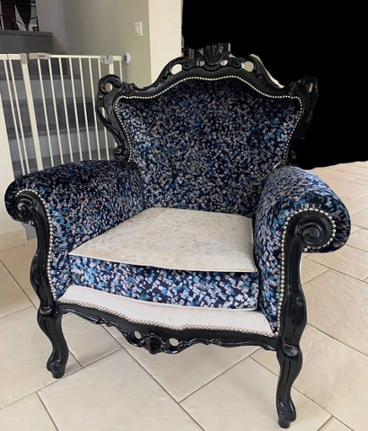 fauteuil baroque et tissus coordonnés Falda et Menlow de chez Osborne & Little