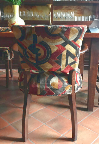 Fauteuil bridge et tissu Art Déco Sonia de Casal, tissu vendu par la rime des matieres, bon plan tissu et frais de port offerts