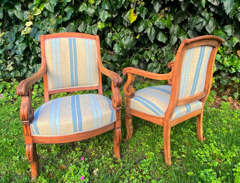 fauteuil et tissu lavable lin doux rayures 2 tons Brera Strada, tissu vendu par la rime des matieres, bon plan tissu d'ameublement et frais de port offerts