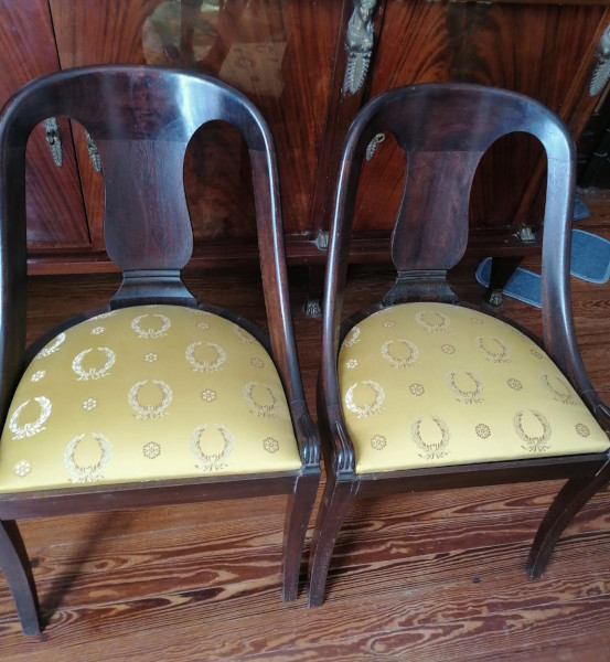 chaises Empire et tissu Murat , tissu vendu par la rime des matieres, bon plan tissu et frais de port offerts