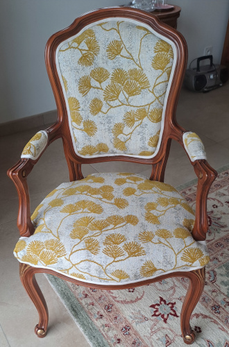 fauteuil cabriolet et tissu CANOAS coloris houblon, trait Aquacelan anti-taches, tissu d'ameublement vendu par la rime des matieres, bon plan tissu et frais de port offerts