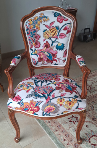 fauteuil cabriolet et tissu ROMY coloris grge, tissu d'ameublement vendu par la rime des matieres, bon plan tissu et frais de port offerts