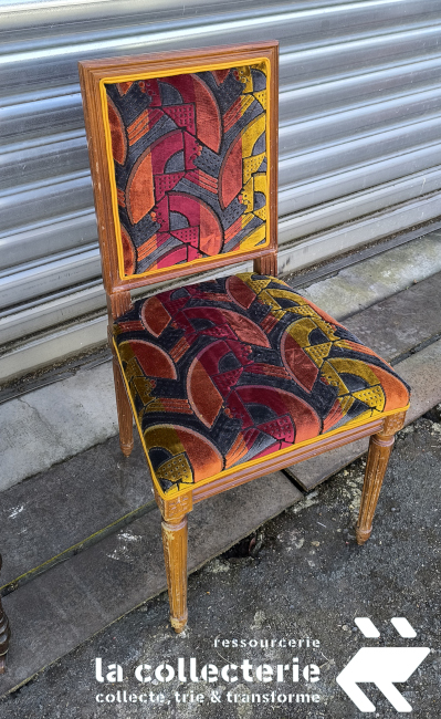 chaise Louis 16 et tissu velours style art dco Lempicka Nuit coloris liqueur, tissu vendu apr la rime des amtieres, bon plan tissu et frais de port offerts