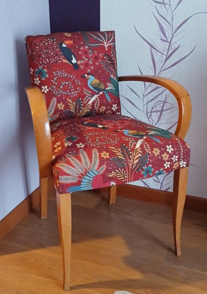 fauteuil bridge et tissus Nouveau Monde, tissu vendus par la rime des matieres, bon plan tissu et frais de port offerts