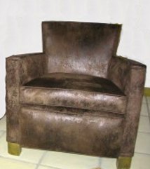 imitation cuir vieilli chocolat pour fauteuil club