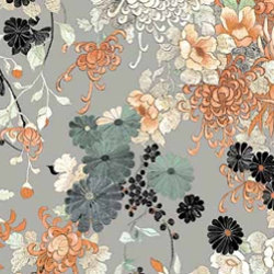 Yokata papier peint revetement mural intissé lavable fantaisie floral japonisant de Jean-Paul Gaultier, pour pièce à vivre, salon, chambre, entrée, vendu par la rime des matieres, bon plan papier peint frais de port offerts