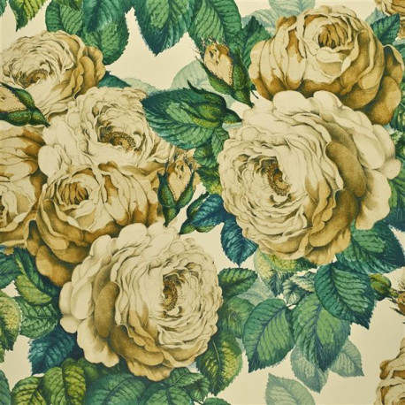 Rose papier peint revêtement mural intissé lavable non feu imprimé floral romantique de Designers Guild John Derian, pour pièce à vivre, chambre, vendu par la rime des matieres bon plan papier peint