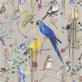 Birds Sinfonia papier peint revêtement mural intissé imprimé fantaisie lavable de Christian Lacroix, pour salon, pièce à vivre, entrée, chambre et salle de bain, vendu par la rime des matieres, bon plan papier peint