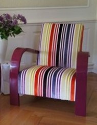 tissu rayures arc en ciel pour fauteuil art dco